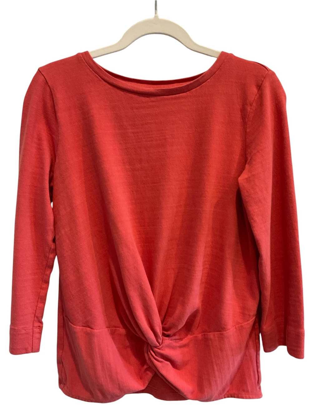 LOFT Women’s Knot Front Top | Size S | 3/4 Sleeve Coral